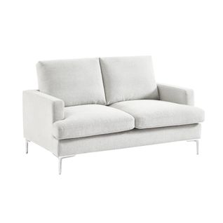 Canapé 2 Places En Tissu Blanc Cassé L 143 X P 90 X H 89cm - Hans