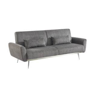 Canapé Convertible Design En Velours Côtelé Gris Foncé - Oskar - 3 Places Scandinave Droit Avec