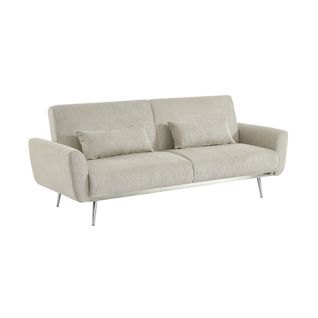 Canapé Convertible Design En Velours Côtelé Gris Clair - Oskar - 3 Places Scandinave Droit Avec