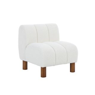 Fauteuil Enfant Pieds Arrondis Bois D'hévéa Et Bouclette Blanche L 47 X P 56.5 X H 52.5cm - Angel