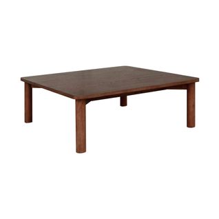 Table Basse Carrée Bois D'hévéa Placage Chêne Noyer - 100 X 100 X 35 Cm - Solène