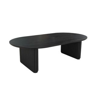 Table Basse Ovale Bois D'hévéa Placage Chêne Noir - L 122 X P 65 X H 35 Cm - Gabrielle