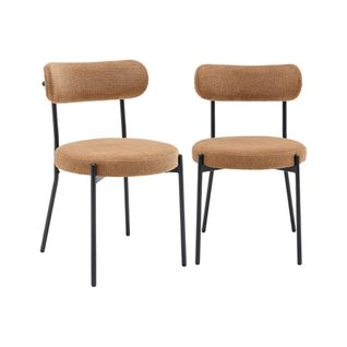 Lot De Deux Chaises Métal Et Tissu Chenille Camel L 47 X P 49 X H 76.5cm - Livia