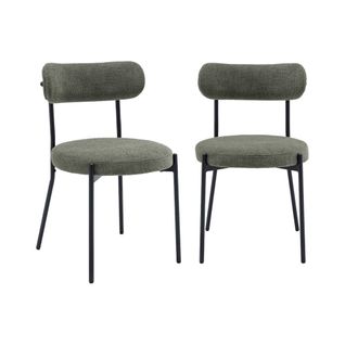 Lot De Deux Chaises Métal Et Tissu Chenille Vert L 47 X P 49 X H 76.5cm - Livia