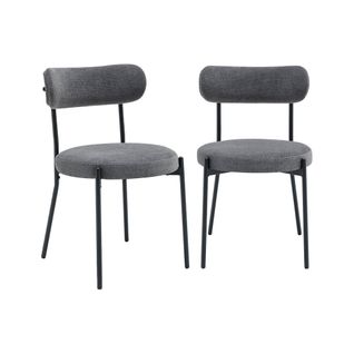 Lot De Deux Chaises Métal Et Tissu Chenille Gris L 47 X P 49 X H 76.5cm - Livia