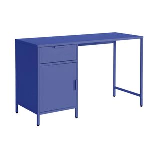 Bureau Enfant Acier Laminé 1 Tiroir. Bleu Roi.  L 120 X P 50 X H 75 Cm