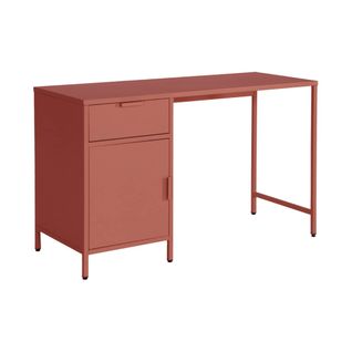 Bureau Enfant Acier Laminé 1 Tiroir. Terracotta.  L 120 X P 50 X H 75 Cm