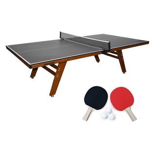 Table De Ping Pong Intérieur Deluxe Gris Avec 2 Raquettes Et 3 Balles
