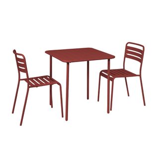 Table De Jardin Métal + 2 Assises Terre De Sienne Amélia