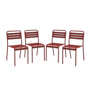 Lot De 4 Chaises De Jardin Acier. 4 Places. Terre De Sienne. Amelia. L44 X P52 X H79cm