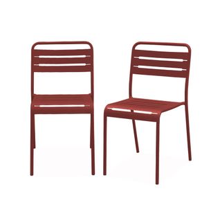 Lot De 2 Chaises De Jardin Acier. 2 Places. Terre De Sienne. Amelia. L44 X P52 X H79cm