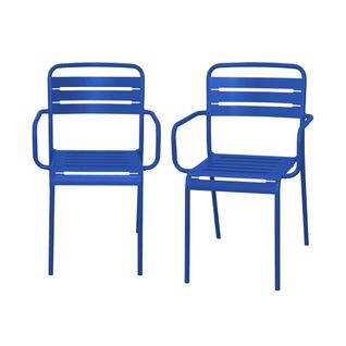 Lot De 2 Fauteuils De Jardin Acier. 2 Places. Bleu Électrique. Amelia. L50.4 X P53 X H79.5cm