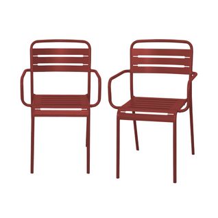 Lot De 2 Fauteuils De Jardin Acier. 2 Places. Terre De Sienne. Amelia. L50.4 X P53 X H79.5cm