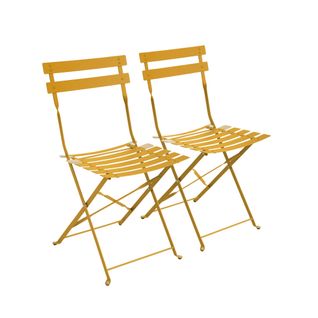 Lot De 2 Chaises De Jardin Bistrot Pliables En Acier Thermolaqué. 49.5 X 41 X 80.5cm