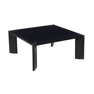 Table Basse Exotique Carrée Bois Massif 80cm Noir - Reva