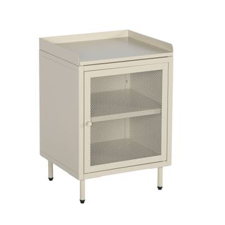 Table De Chevet Industrielle Métal Crème 1 Porte Grillagée. 40 X 37 X 58.5 Cm - Ohio