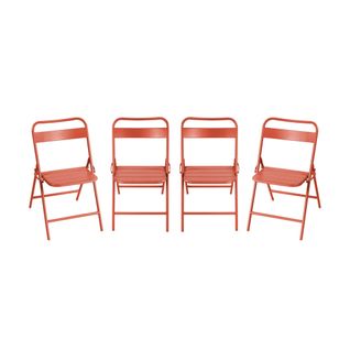 Lot De 4 Chaises De Jardin Pliante Acier Terracotta. 44.3 X 49 X 79.7 Cm - Amélia
