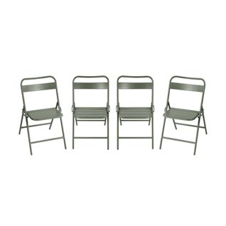 Lot De 4 Chaises De Jardin Pliante Acier Kaki. 44.3 X 49 X 79.7 Cm - Amélia