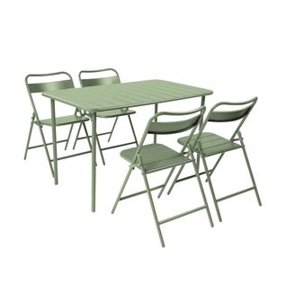Table De Jardin Métal + 4 Assises Vert. Amelia L 120 X 70 X 72.5cm