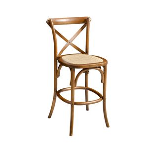 Tabouret De Bar Bistrot Vintage En Bois Couleur Noyer Avec Repose-pieds