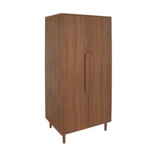 Armoire Dressing Décor Bois De Noyer 2 Portes. Étagères Et Penderie - L 80 X P 55 X H 180cm
