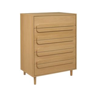 Commode Vintage Décor Bois De Chêne 5 Tiroirs - L 80 X P 40 X H 113cm - Juliana