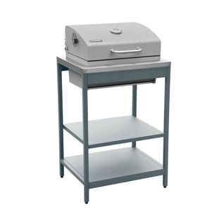 Barbecue Grill Charbon De Bois Bleu Gris Naxos Grille Chromée 2 Étagères