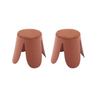 Lot De 2 Tabourets Empilables Enfant Polypropylène Et Bouclette Texturée Terracotta - Niki Kids