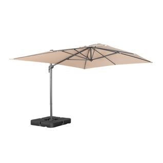 Parasol Déporté Rectangulaire 3x4m Beige + Dalles à Lester 50x50cm - Antibes