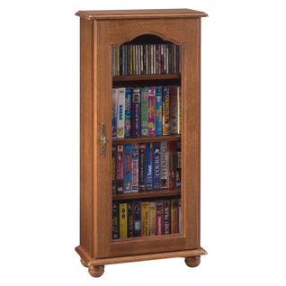 Petit Meuble Vitrine Chêne 1 Porte Vitrée 6 Niches L 49.4 H 105.8 P 21.5 Cm