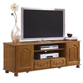 Meuble TV 70 Pouces Chêne Rustique 2 Portes 2 Tiroirs L 158.8 H 60.3 P 46 Cm