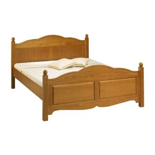 Lit 2 Places Pin Massif Miel Couchage 160x200 Style Anglais L 169 H 100 P 208 Cm