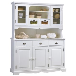 Vaisselier Blanc 5 Portes 5 Tiroirs 11 Niches Style Anglais L 146.6 H 186 P 42.5 Cm