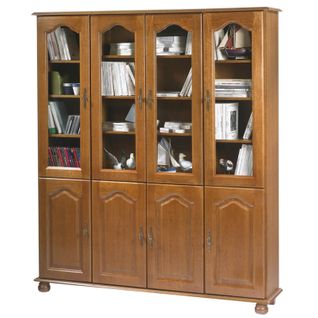 Bibliothèque Chêne 8 Portes 18 Niches 15 Etagères L 158.8 H 182.2 P 33 Cm