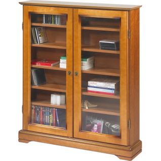 Vitrine 2 Portes Vitrées Merisier 6 Niches L 92.4 H 105.8 P 21.5 Cm