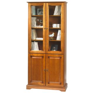 Bibliothèque 4 Portes Merisier 6 Niches 5 Tablettes L 82.4 H 182.2 P 33 Cm