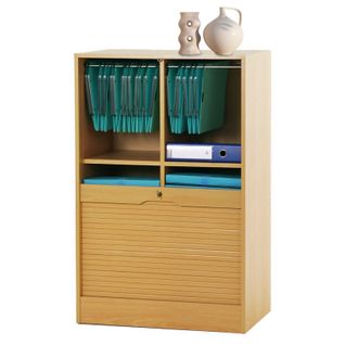 Classeur à Rideau 8 Tablettes Multi Coloris L 70 Cm H 108 Cm P 44 Cm - Coloris: Hêtre