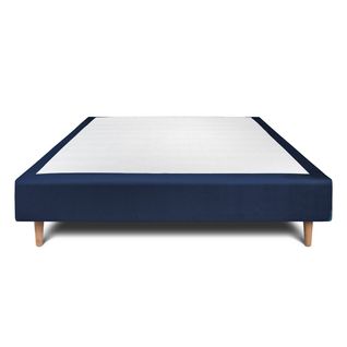 Sommier Tapissier Velours Bleu 140x190 H35cm