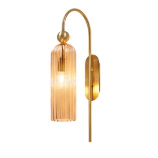 Applique Cloche Dorée Verre Ambré Texturé - Leonora