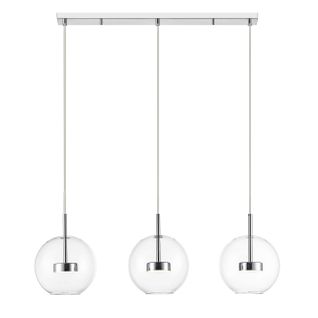 Suspension Triple Chromée LED Boule Transparente - Gica
