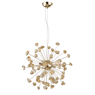 Suspension Décorative Métal Doré Et Verre Ambré - Rimelia