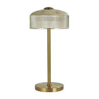 Lampe à Poser Vintage Laiton Et Verre Ambré Strié - Auréline