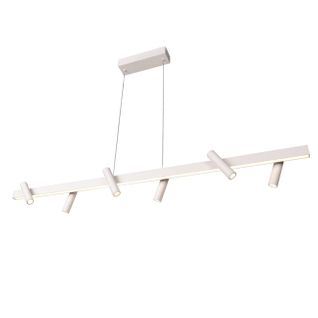 Longue Suspension Blanche Linéaire LED Dimmable Spots Orientables  - Aniska