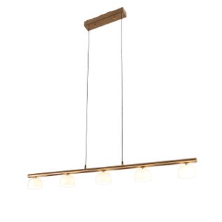 Longue Suspension LED Laiton Avec 5 Dômes En Verre - Nysséa