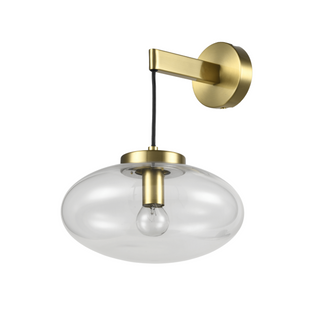 Applique Murale Dorée Avec Globe En Verre Soufflé Suspendu - Milenzo