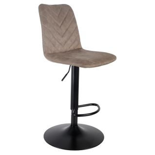 Tabouret De Bar Réglable En Microfibre Taupe Et Pied Métal - Coby 2
