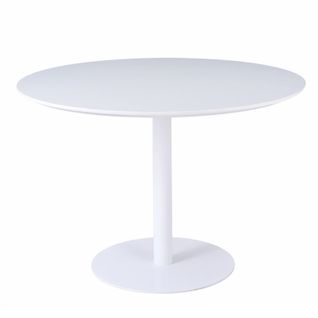 Table De Repas Ronde 110 Cm Blanche Et Pied Métal Blanc – Valeria