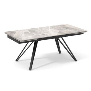 Table 160 à 240 Cm Céramique Marbré Laqué Pieds En V - Dakota 10