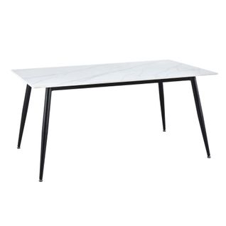 Table 180 X 90 Cm Céramique Blanc Marbré Pieds Métal Noir - Ryder 2