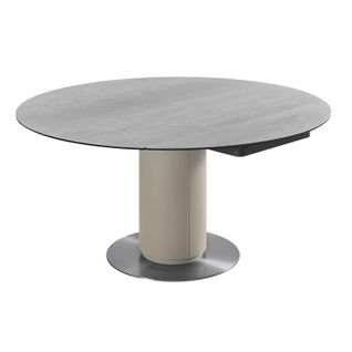 Table Extensible Ronde 90 à 150 Cm En Céramique Gris Pied Central - Pivo